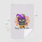 Happy Meow-o-ween - Black Hexenkatze Golfhandtuch (Insitu)
