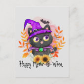 Happy Meow-o-ween - Black Hexenkatze Postkarte (Vorderseite)