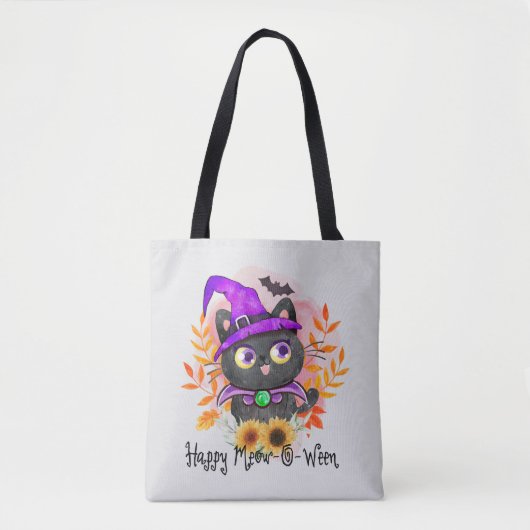 Happy Meow-o-ween - Black Hexenkatze Tasche (Vorderseite)