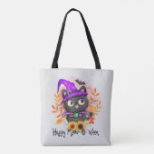 Happy Meow-o-ween - Black Hexenkatze Tasche (Rückseite)