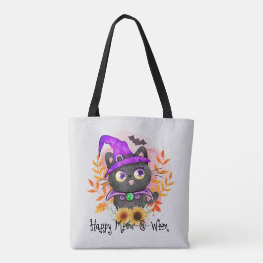 Happy Meow-o-ween - Black Hexenkatze Tasche (Rückseite)