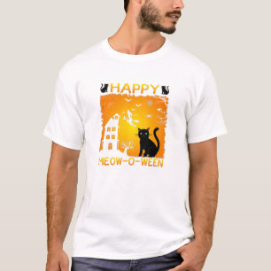 Happy Meow-O-Ween - Schwarze Katzen, Spuk Haus T-Shirt