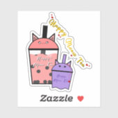 Happy Meow Tea Vinyl Sticker (Blatt)