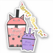 Happy Meow Tea Vinyl Sticker (Vorderseite)
