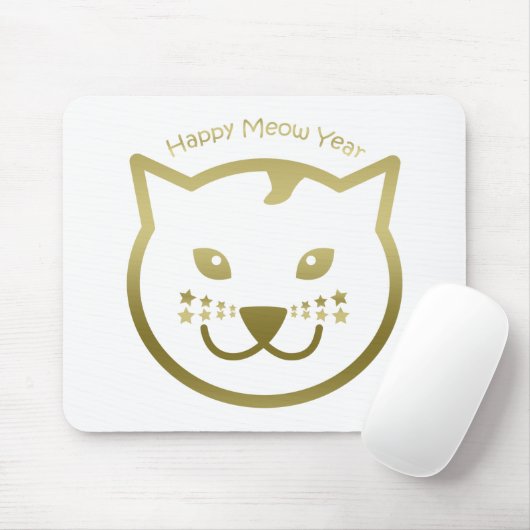 Happy Meow Year - Benutzerdefinierte Hintergrundfa Mousepad (Mit Mouse)