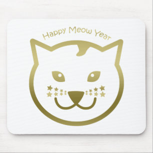 Happy Meow Year - Benutzerdefinierte Hintergrundfa Mousepad
