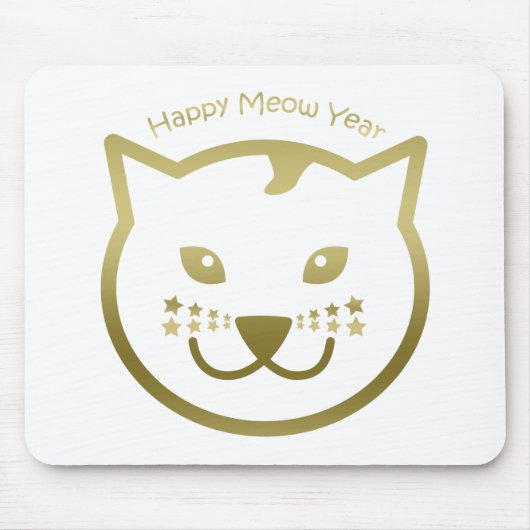 Happy Meow Year - Benutzerdefinierte Hintergrundfa Mousepad (Vorne)