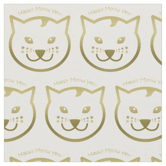 Happy Meow Year - Benutzerdefinierte Hintergrundfa Stoff (Nahaufnahme)