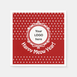 "Happy Meow Year" Cat Business Paper Napkin Serviette