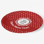 'Happy Meow Year' Cat Business Pappteller (Schrägansicht)