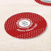 'Happy Meow Year' Cat Business Runder Pappuntersetzer (Angewinkelt)