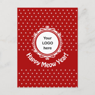 'Happy Meow Year' Cat Business Weihnachtsfeiertag Postkarte