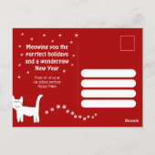 'Happy Meow Year' Cat Business Weihnachtsfeiertag Postkarte (Rückseite)