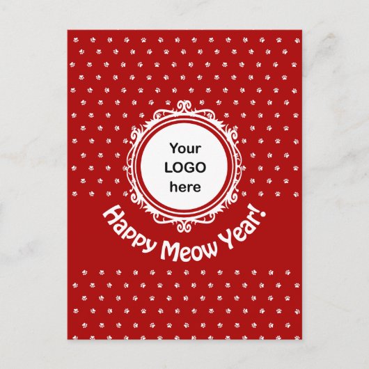 'Happy Meow Year' Cat Business Weihnachtsfeiertag Postkarte (Vorderseite)
