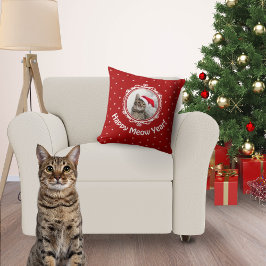 "Happy Meow Year!" Cat Lover Christmas Custom Kissen