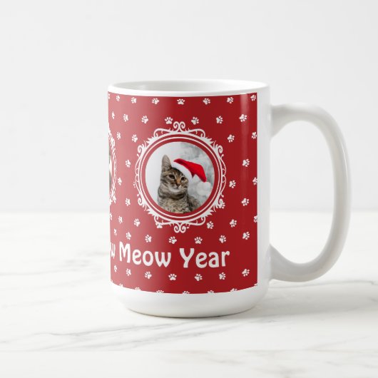 'Happy Meow Year' Cat Lover Weihnachten Kaffeetasse (Rechts)