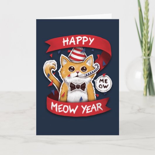 Happy Meow Year Feiertagskarte (Vorderseite)