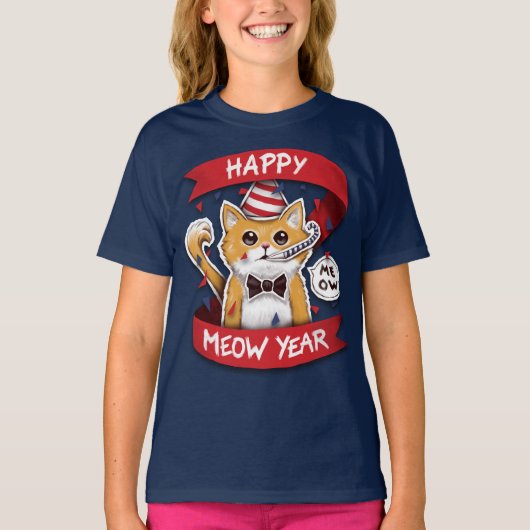  Happy Meow Year - Frohes neues Jahr T-Shirt (Vorderseite)