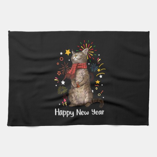 Happy Meow Year, Happy New Year Cat 2023 for Mens Geschirrtuch (Horizontal)