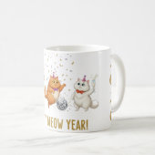Happy Meow Year Party Cats New Year's Mug Kaffeetasse (VorderseiteRechts)
