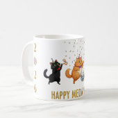 Happy Meow Year Party Cats New Year's Mug Kaffeetasse (Vorderseite Links)
