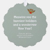"Happy Meow Year!" Runde Ornament Karte (Rückseite)