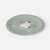 "Happy Meow Year"! Schneekattelplatte Pappteller (Schrägansicht)