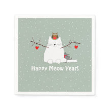 "Happy Meow Year"! Schneekatze