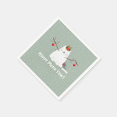 "Happy Meow Year"! Schneekatze Serviette (Ecke)