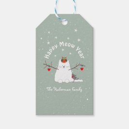 'Happy Meow Year' Snowcat Geschenkanhänger