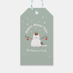 'Happy Meow Year' Snowcat Geschenkanhänger