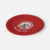 "Happy Meow Year"! Weihnachtsschild für Katzen Pappteller (Schrägansicht)