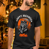 Happy Meoween Spooky Grim Sensenmann Cat Halloween T-Shirt