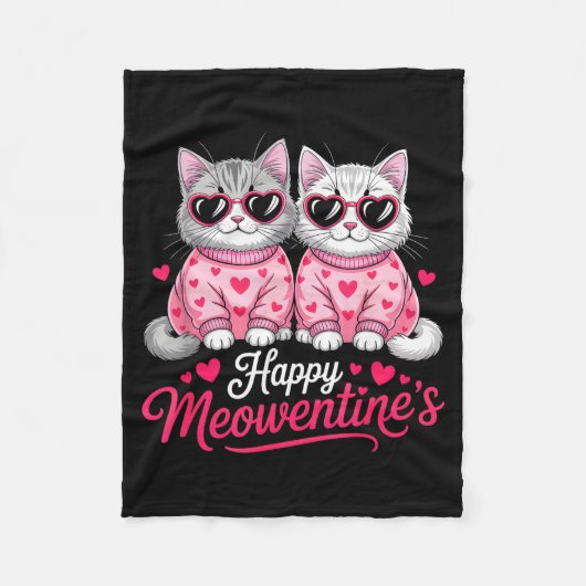 Happy Meowentine’s Cute Romantic Cats Couple Valen Fleecedecke (Vorderseite)