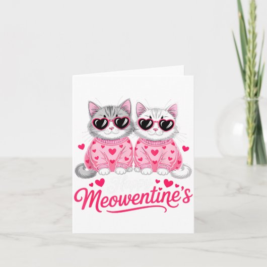 Happy Meowentine’s Cute Romantic Cats Couple Valen Karte (Vorderseite)