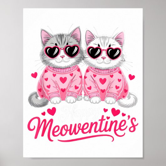 Happy Meowentine’s Cute Romantic Cats Couple Valen Poster (Vorne)
