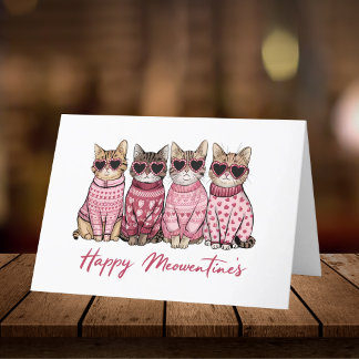 Happy Meowentine's Cats in Sweaters Valentine's Dankeskarte