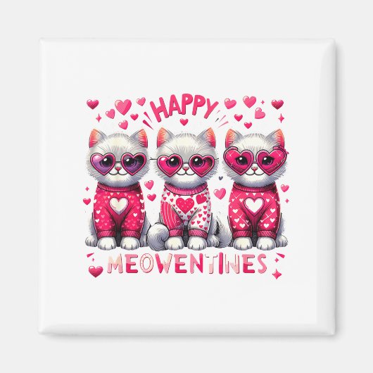 Happy Meowentines Cute Valentine Cats Love Cat Mem Magnet (Vorne)