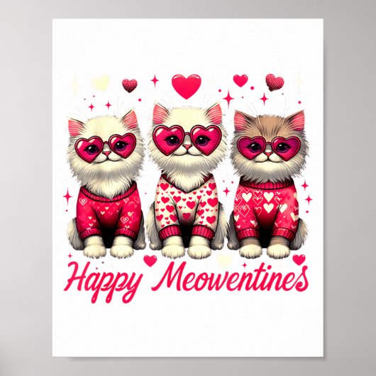 Happy Meowentines Cute Valentine Cats Love Funny C Poster (Vorne)