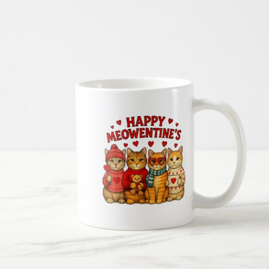 Happy Meowentines Cute Valentine Cats Love Men Wom Kaffeetasse (Rechts)
