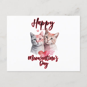 Happy Meowentine's Day Cat Couple Valentine Postkarte
