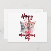 Happy Meowentine's Day Cat Couple Valentine Postkarte (Vorne/Hinten)