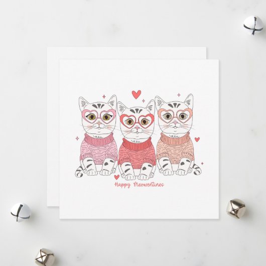 Happy Meowentines Day Cat Feiertagskarte (Vorderseite/Rückseite Beispiel)