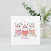 Happy Meowentines Day Cat Feiertagskarte (Stehend Vorderseite)