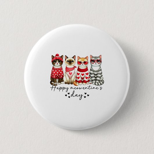Happy Meowentine's Day Cute Valentines Funny Cat S Button (Vorderseite)
