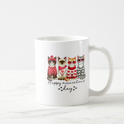 Happy Meowentine's Day Cute Valentines Funny Cat S Kaffeetasse (Rechts)