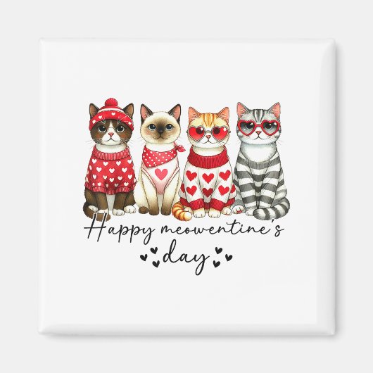 Happy Meowentine's Day Cute Valentines Funny Cat S Magnet (Vorne)