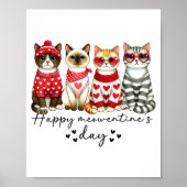 Happy Meowentine's Day Cute Valentines Funny Cat S Poster (Vorne)