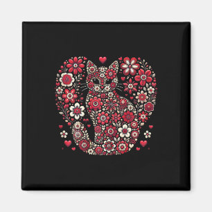 Happy Meowentine's Day Floral Katze Valentine Roma Magnet