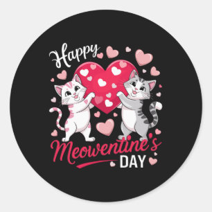 Happy Meowentine's Day Funny Niedlich Cat Lover Va Runder Aufkleber